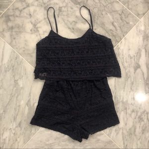 Navy lace romper from Zara